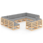 Set Divani Giardino 11 pz con Cuscini in Legno Massello di Pino