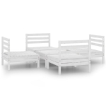 Set Divani da Giardino 5 pz Bianco in Legno Massello di Pino