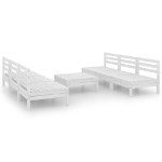 Set Divani da Giardino 7 pz Bianco in Legno Massello di Pino