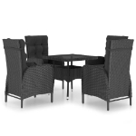 Set Mobili da Pranzo per Giardino 5 pz Polyrattan e Vetro Nero