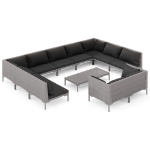 Set Divani Giardino 12pz con Cuscini in Polyrattan Grigio Scuro