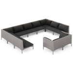 Set Divani da Giardino 11pz con Cuscini Polyrattan Grigio Scuro