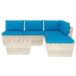 Set Divani da Giardino su Pallet 6 pz con Cuscini Legno Abete