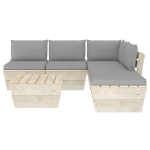 Set Divani da Giardino su Pallet 6 pz con Cuscini Legno Abete