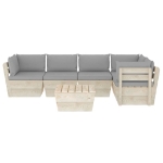 Set Divani da Giardino su Pallet 6 pz con Cuscini Legno Abete