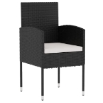 Set Mobili da Pranzo per Giardino 3 pz Polyrattan Nero