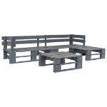 Salotto da Giardino in Pallet con Cuscini Grigi 4 pz in Legno