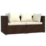 Set Divani da Giardino 3 pz con Cuscini in Polyrattan Marrone