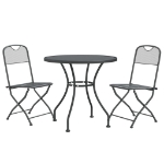 Set da Pranzo per Giardino 3pz Rete Metallica Espansa Antracite