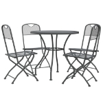 Set da Pranzo per Giardino 5pz Rete Metallica Espansa Antracite