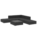 Set Divani da Giardino 6 pz con Cuscini in Polyrattan Nero