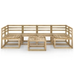 Set Divani da Giardino 7 pz in Legno di Pino Impregnato Verde