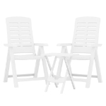 Set da Pranzo da Giardino 3 pz Bianco in Polipropilene