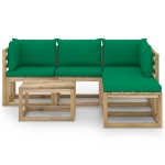 Set Divani da Giardino 6 pz con Cuscini Verdi