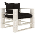 Set Salotto da Giardino su Pallet 6pz con Cuscini Neri in Legno