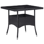 Set Mobili da Pranzo per Giardino 5 pz Polyrattan e Vetro Nero