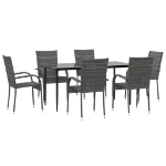 Set da Pranzo da Giardino 7 pz Grigio in Polyrattan