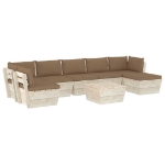 Set Divani da Giardino su Pallet 8 pz con Cuscini Legno Abete