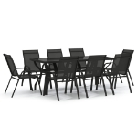 Set Mobili da Pranzo per Giardino 9 pz Nero