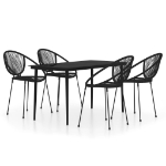 Set Mobili da Pranzo per Giardino 5 pz Nero