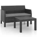 Set Divani da Giardino 2 pz con Cuscini in Rattan PP Antracite