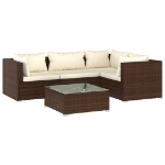 Set Divani da Giardino 5 pz con Cuscini in Polyrattan Marrone