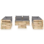 Set Divani da Giardino con Cuscini 9 pz Legno Impregnato Verde