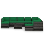 Set Divani da Giardino con Cuscini 11pz Legno Impregnato Grigio