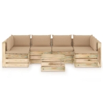 Set Divani da Giardino con Cuscini 7 pz Legno Impregnato Verde