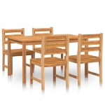 Set da Pranzo per Giardino 5 pz in Legno Massello di Teak