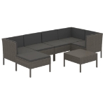 Set Divani da Giardino 7 pz con Cuscini in Polyrattan Grigio