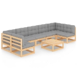 Set Divani da Giardino 8 pz con Cuscini Legno Massello di Pino