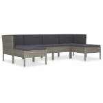 Set Divani da Giardino 6 pz con Cuscini in Polyrattan Grigio