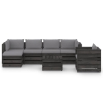 Set Divani da Giardino con Cuscini 7 pz Legno Impregnato Grigio