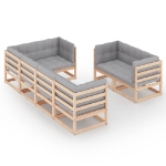 Set Divani da Giardino 7 pz con Cuscini Legno Massello di Pino