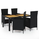 Set Mobili da Giardino 5 pz con Cuscini in Polyrattan Nero