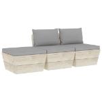 Set Divani da Giardino su Pallet 3 pz con Cuscini Legno Abete