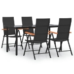 Set da Pranzo da Giardino 5 pz Nero e Marrone in Polyrattan