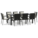 Set Salotto da Giardino con Cuscini 9pz Nero in Polyrattan