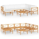 Set Divani da Giardino 8pz Cuscini Crema Legno Massello di Teak