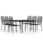 Set Mobili da Pranzo per Giardino 7 pz Nero