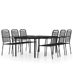 Set Mobili da Pranzo per Giardino 7 pz Nero