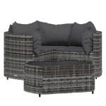 Set Divani da Giardino 4 pz con Cuscini in Polyrattan Grigio