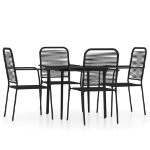 Set Mobili da Pranzo per Giardino 5 pz Nero