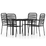 Set Mobili da Pranzo per Giardino 5 pz Nero