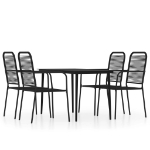 Set Mobili da Pranzo per Giardino 5 pz Nero