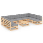 Set Divani da Giardino 10 pz con Cuscini Legno Massello di Pino