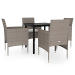 Set da Pranzo da Giardino 5 pz con Cuscini Beige e Nero