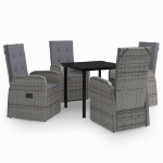 Set da Pranzo da Giardino 5 pz con Cuscini Grigio