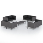 Set Divani Giardino 9 pz con Cuscini in Polyrattan Grigio Scuro